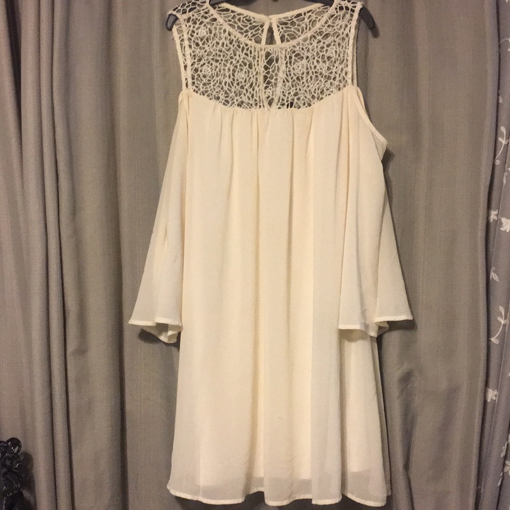Cold shoulder cream dress